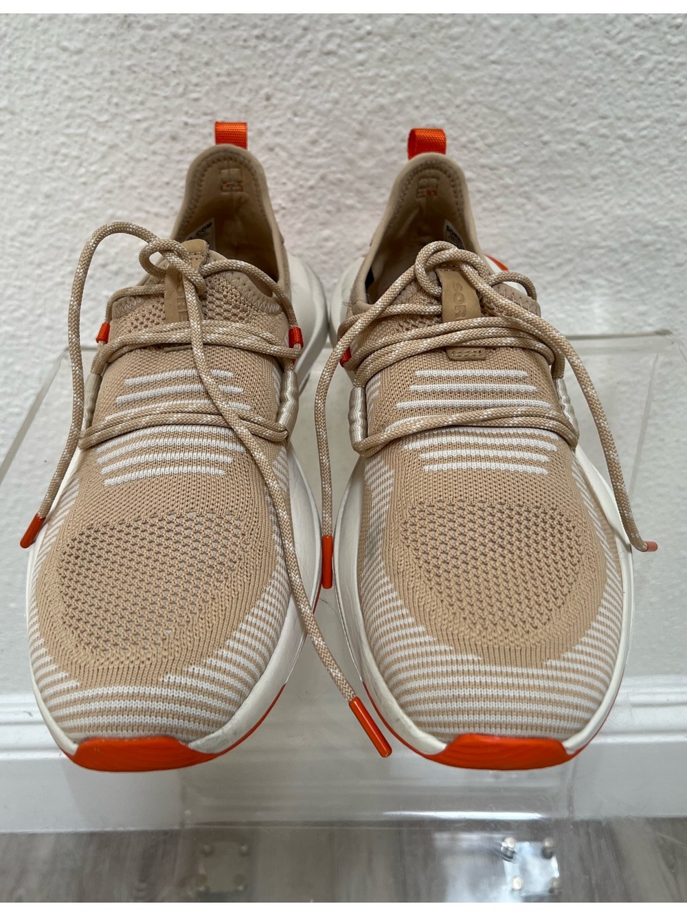 Sorel Beige and Orange Athletic Slip-On Sneakers